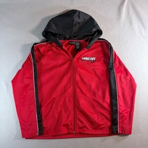 NASCAR Full Throttle Mens Red Black Full Zip Hoodie Track Jacket AJ0195 Large